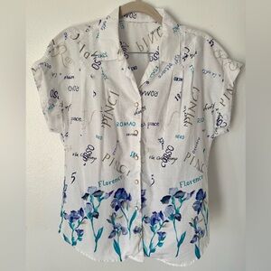 Vintage Act III Button Down Cotton Vacay Shirt Women’s Size Medium White USA 90s
